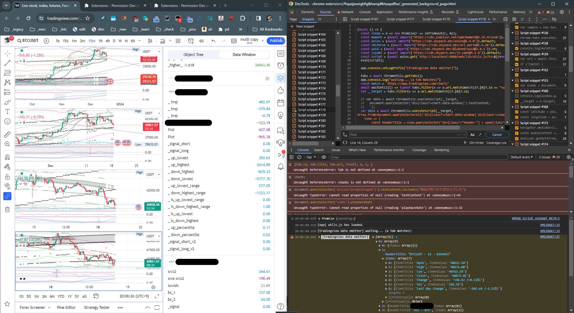 TradingView chart data saving tool in action