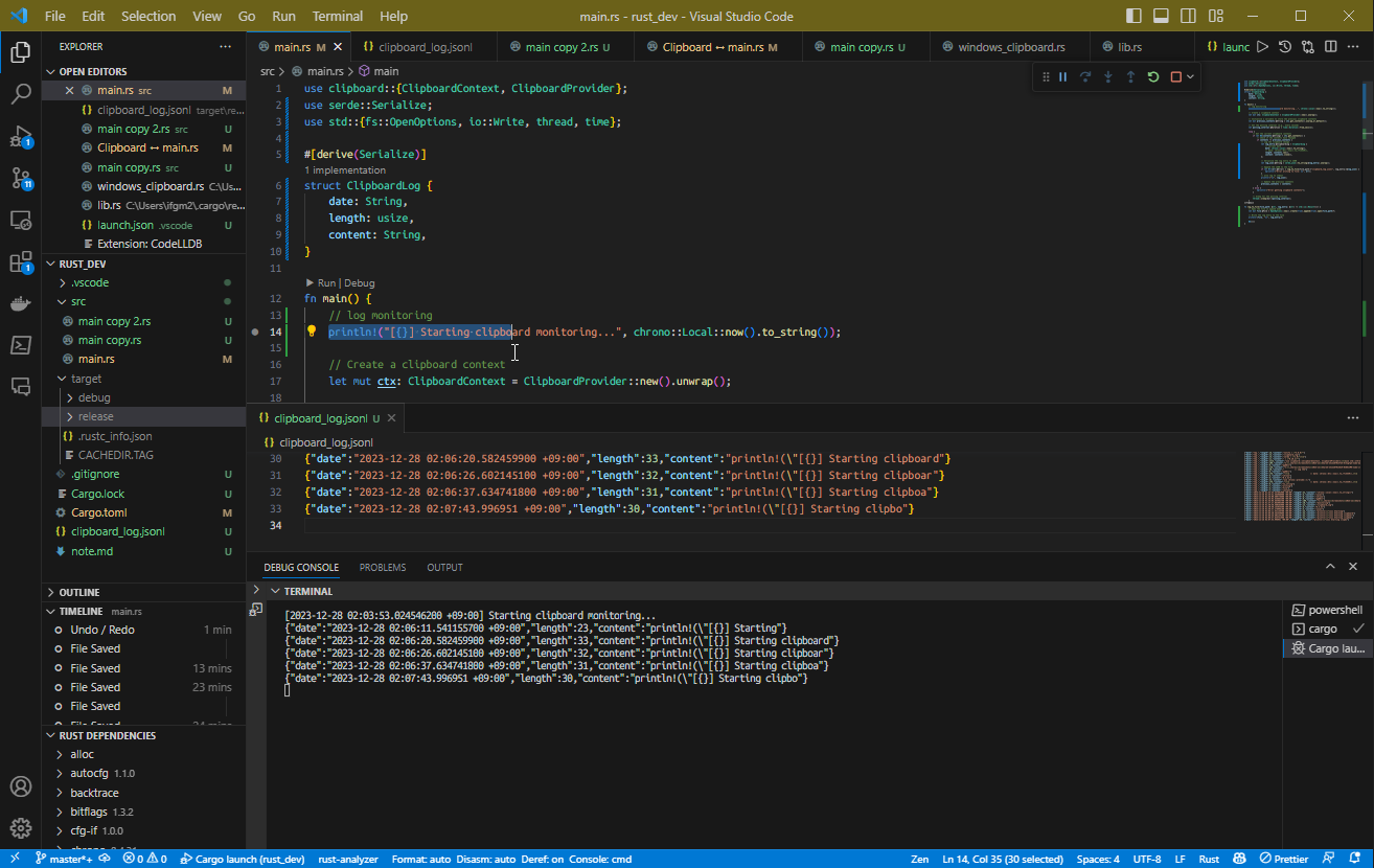 Monitoring the Clipboard with Rust and Saving to File