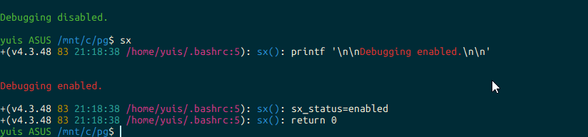 Debug status display example